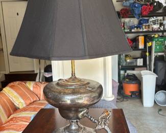 Antique Russian samovar - silverplated/black shade