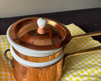 Copper/enamel double boiler 