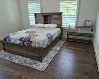 Queen Size bed with bookcase headboard, Serta Mattress and Boxpsing