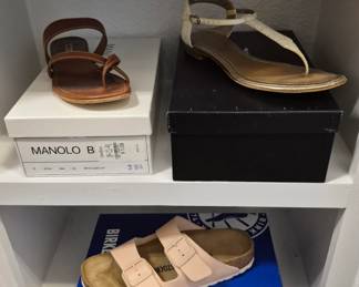 Ladies sandles including Manolo Blahnik and Birkenstock