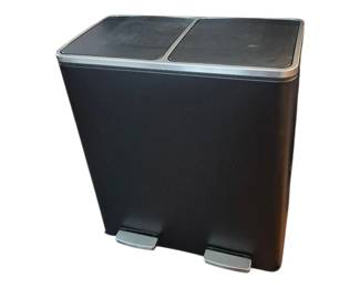 Trash can, one side for trash the other for recycle