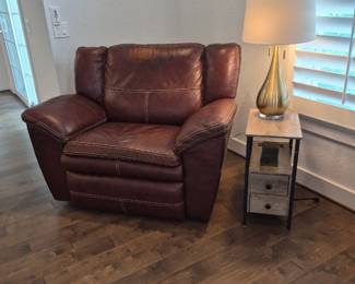 POne of a pair of LAZYBOY Brown Leather Recliners