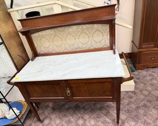 Marble Top Wash Stand w/ Towel Bars