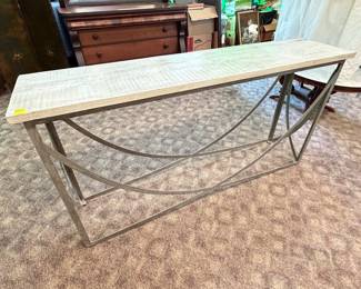 Chic Modern Iron Console w/ Wooden Top 