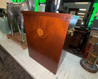 Inlaid Mahogany Wastebasket