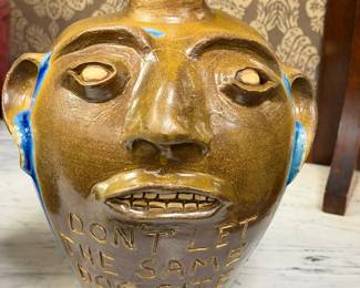 Hand Thrown Randy Tobias Face Jug 