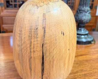 Large hand turned Birch wood vase signed (Ed Reill?)