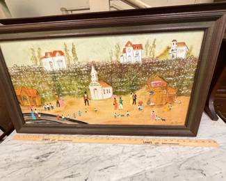 Large Original Oil by Peti Clements Antioch Church