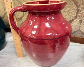 Jerry Brown Banded Pottery Pitcher w/ Lid - Hamilton, AL