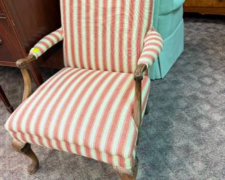 French Armchair w/ Fabulous Striped Upholstery