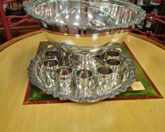 Fabulous Silver plate punch bowl set