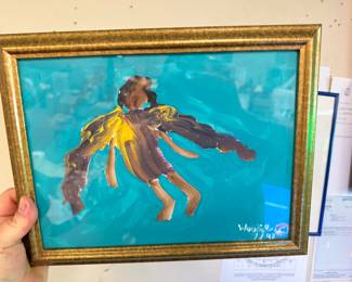 Original Woodie Long Folk Art Painting - Angel