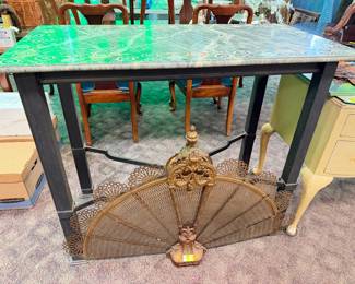 Mosaic Top Console - Peacock Style Fire Screen