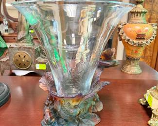 Large Daum France Vase - Butterfly, Frog, etc.