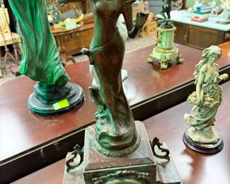 French Figural Clock w/ Marble Base