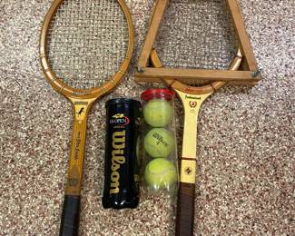 Vintage wood tennis rackets