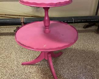 Pink painted vintage 2 level table