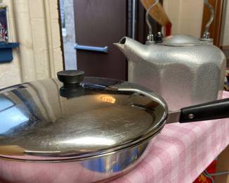 Vintage metal pan, kettle 