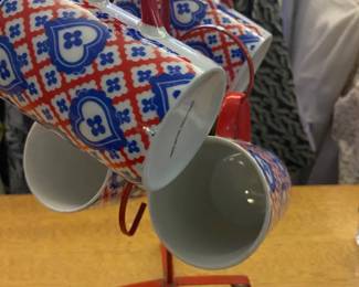 Vintage Red/ White/Blue mugs