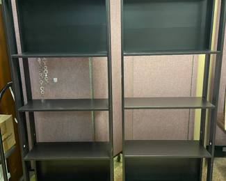 Black shelving units