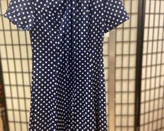 Vintage DK navy dot dress