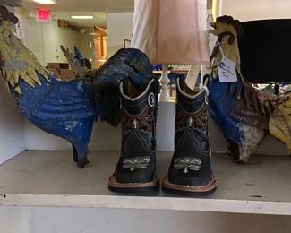 Roosters, kids cowboy boots