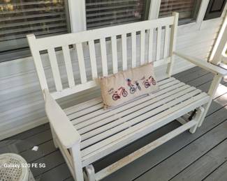 White Outdoor Glider Bench