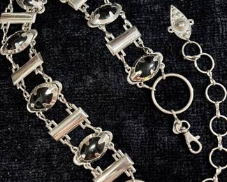 Silver Tone with Black Faux Stone Concho Belt