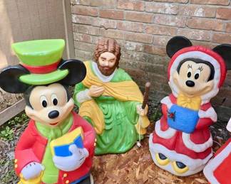 Santa's Best Mickey & Minnie Blowmold & Santa’s Best Shepherd & Staff Blowmold