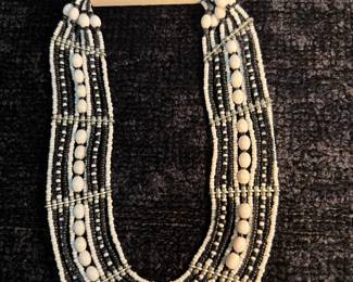 Black and White Beaded Chocker Necklace