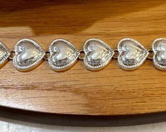 Heart Silvertone Bracelet