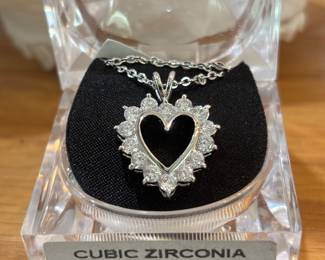 CZ Heart Pendant Necklace