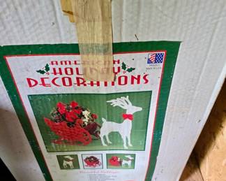 Vintage American Trendware Christmas White Reindeers Red Sleigh