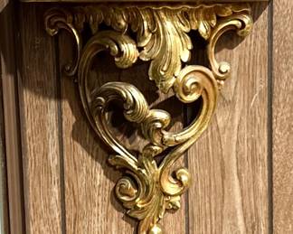 Vintage Florentine Style Wall Shelf Gold Scroll Shelf