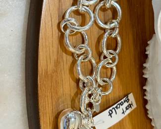Puff Heart Silvertone Bracelet