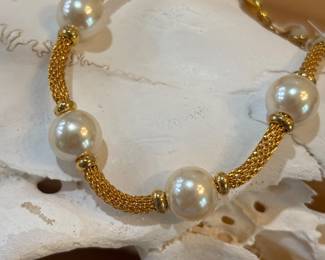 Goldtone Pearl Bracelet
