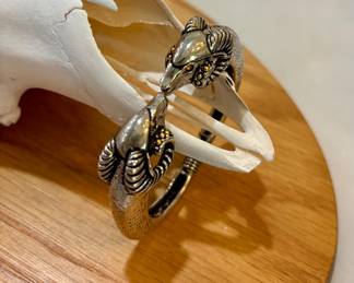 Silvertone Ram Cuff Bracelet