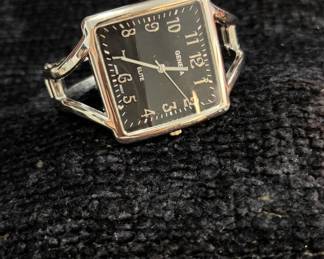 Silver Tone Cuff Bracelet Style Watch