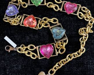 Goldtone Multi Color Hearts Belt