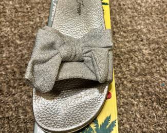 Silver Flat slip on sandals