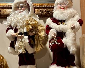 Vintage Santa's Best Ceramic Santa Claus & Mrs Claus Animated Motionette 26"