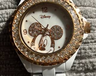 Disney Mickey Mouse White Watch with Rhinestones