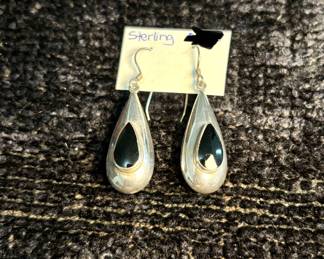 Sterling Silver & Onyx Drop Earrings