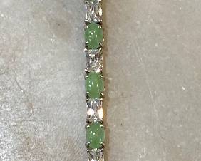 Jade & CZ Sterling Silver Bracelet