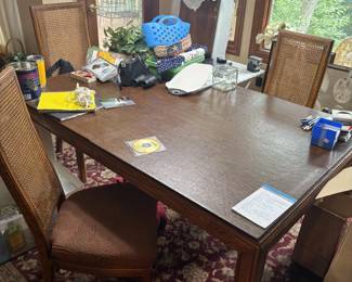 Dining Table with Cane Back Chairs 