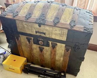 Victorian-Era Dome top Steamer Trunk 