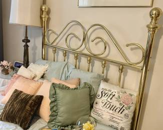 Full Bed and Gold Headboard (headboard and mattress can be sold seperate).