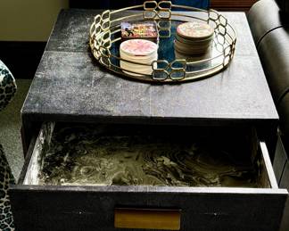 Contemporary faux shagreen single-drawer side table