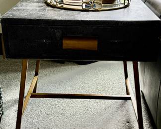 Contemporary faux shagreen single-drawer side table