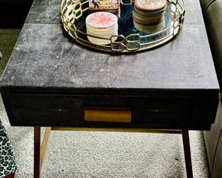 Contemporary faux shagreen single-drawer side table